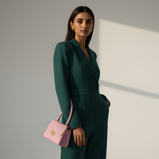 Borcelle Blush Mini Textured Top-Handle Bag