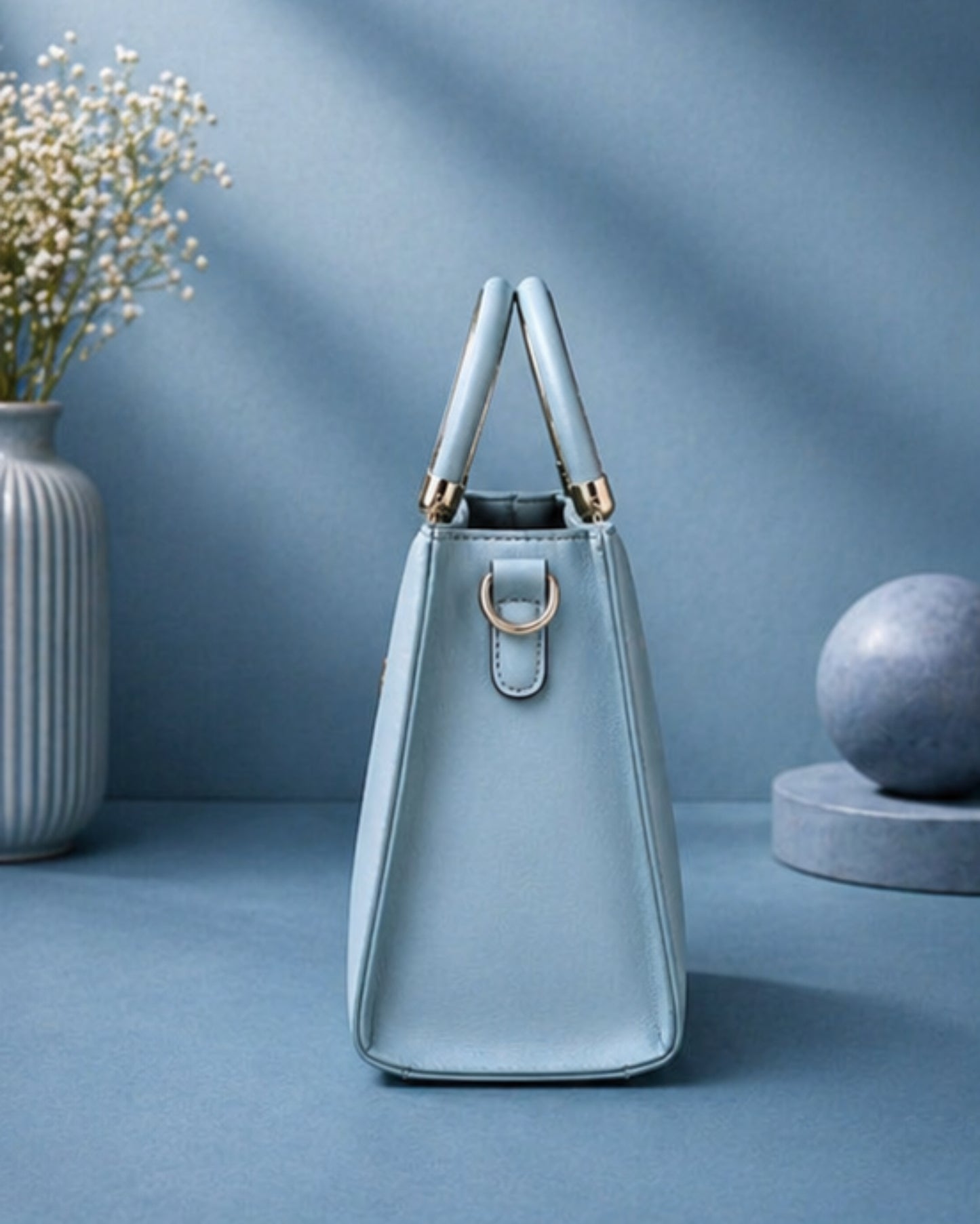 Swag Wali Saheli Royal Luxe Metal Handle Handbag (Sky Blue)