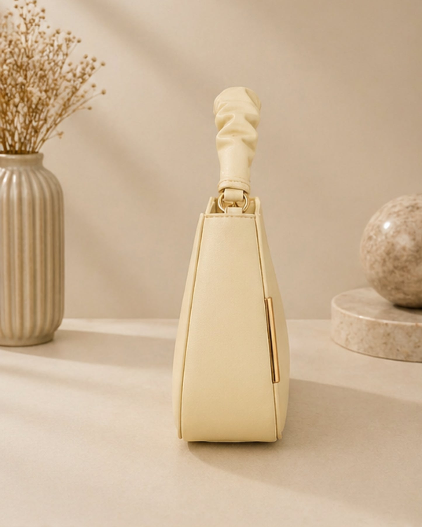 Swag Wali Saheli Elegant Scrunch Handle Handbag (Butter Cream Edition)