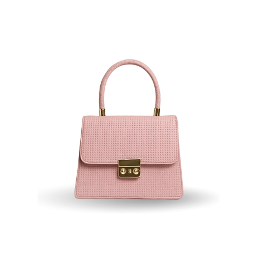 Borcelle Blush Textured Luxe Mini Top-Handle Bag