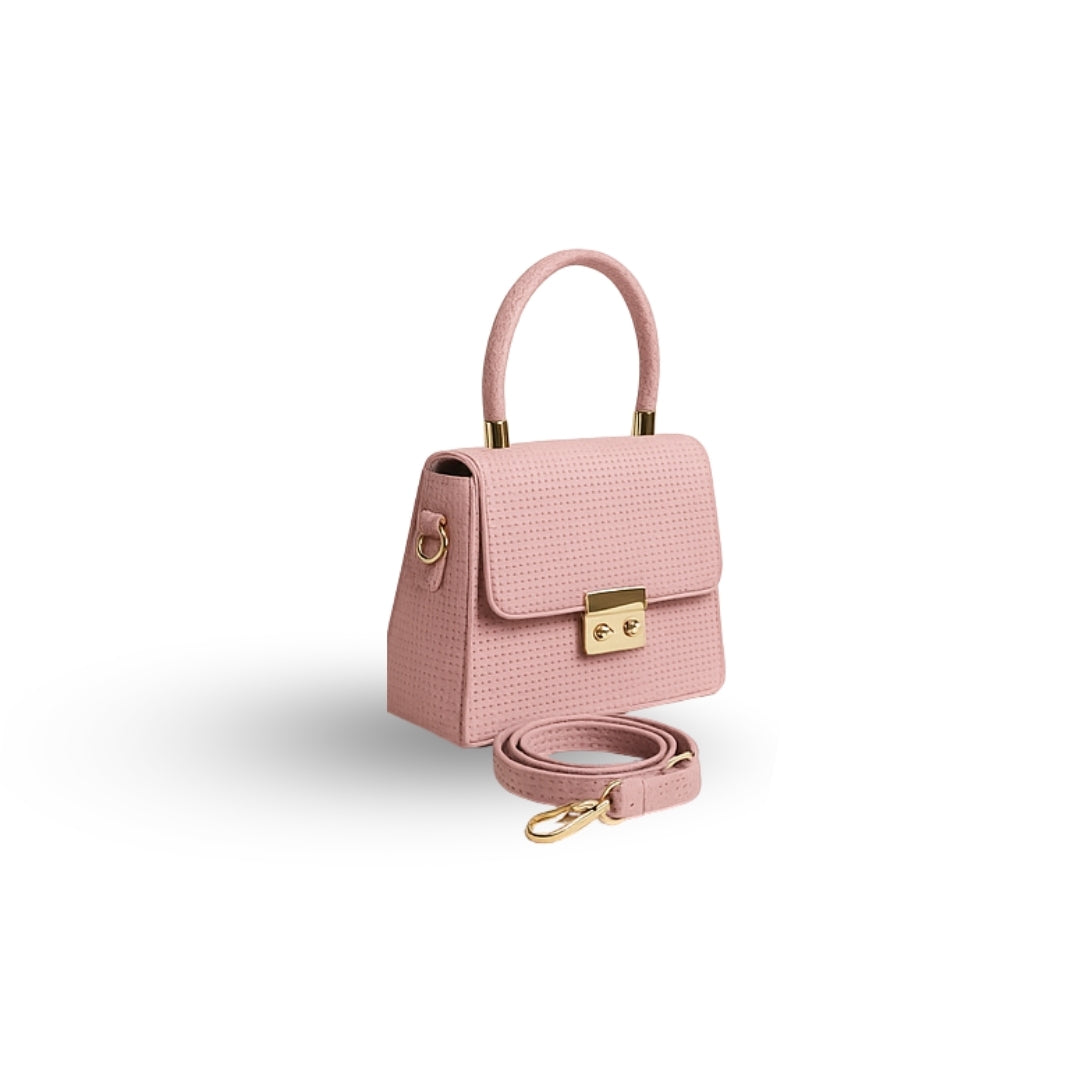 Borcelle Blush Textured Luxe Mini Top-Handle Bag