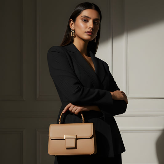 Borcelle Caramel Classic Buckle Top-Handle Bag