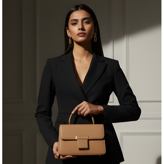 Borcelle Caramel Classic Buckle Top-Handle Bag