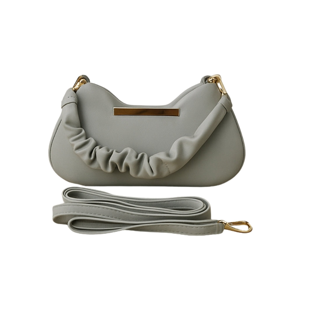 Borcelle Frost Grey Ruched Curve Handbag