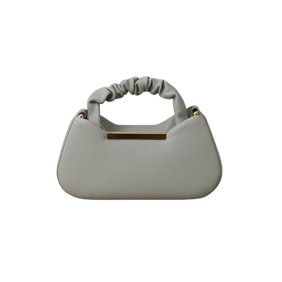 Borcelle Frost Grey Ruched Curve Handbag