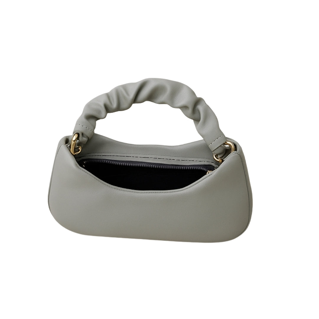 Borcelle Frost Grey Ruched Curve Handbag