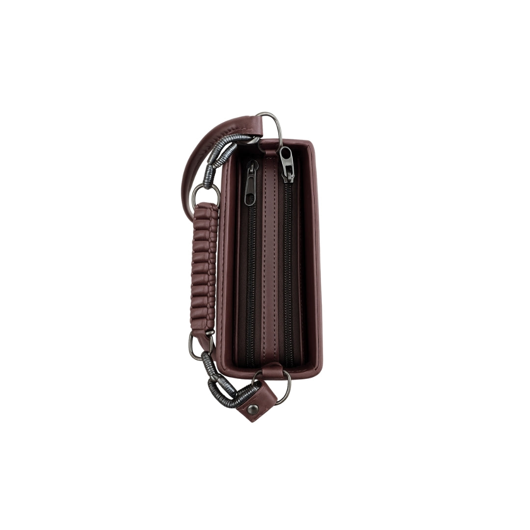 Borcelle Maroon Textured Woven Handle Sling Bag