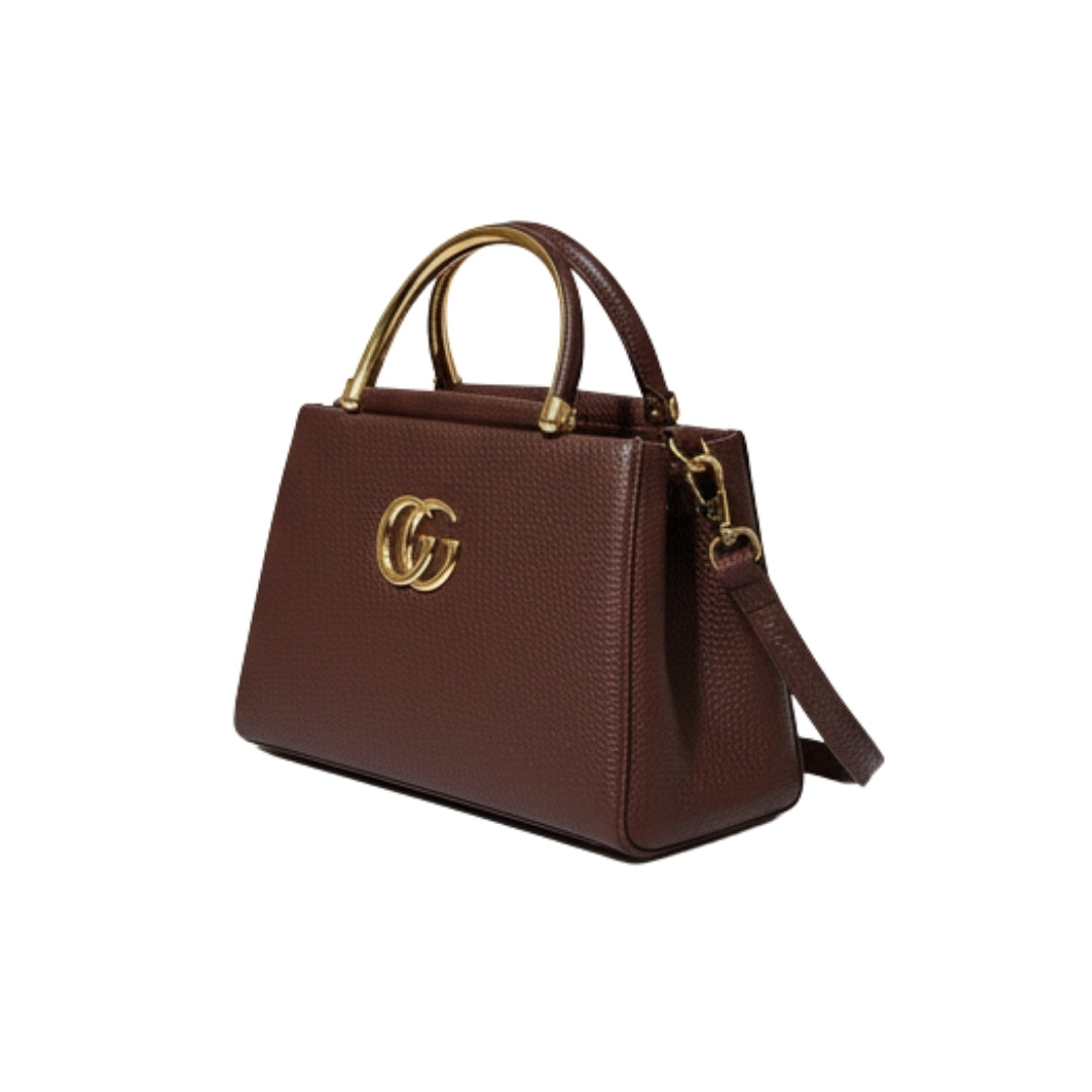 Borcelle Mocha GG Signature Structured Hand Tote