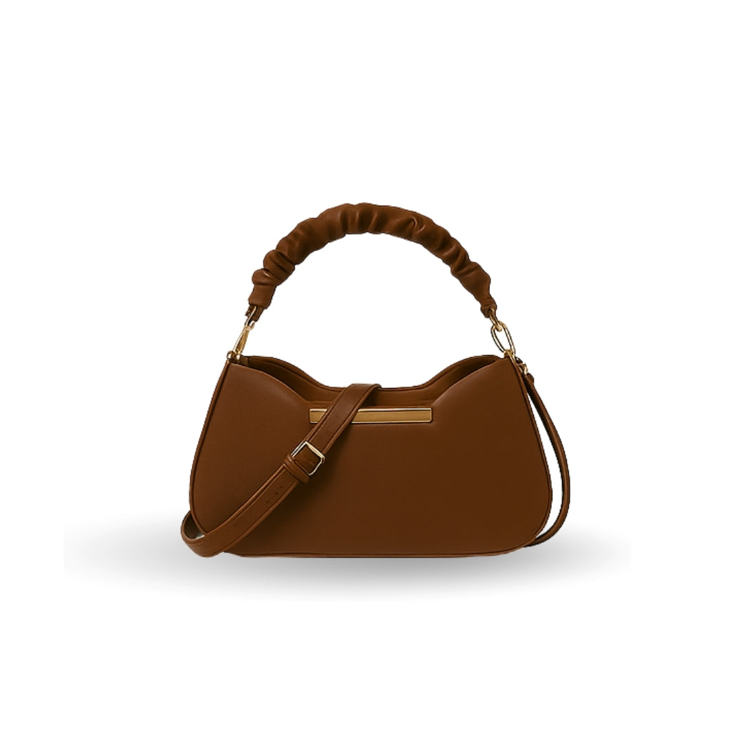 Borcelle Caramel Ruched Handle Shoulder Sling