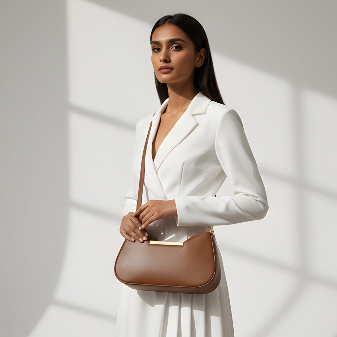 Borcelle Caramel Ruched Handle Shoulder Sling