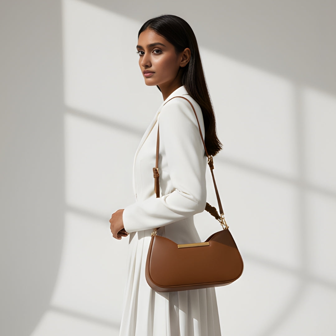 Borcelle Caramel Ruched Handle Shoulder Sling