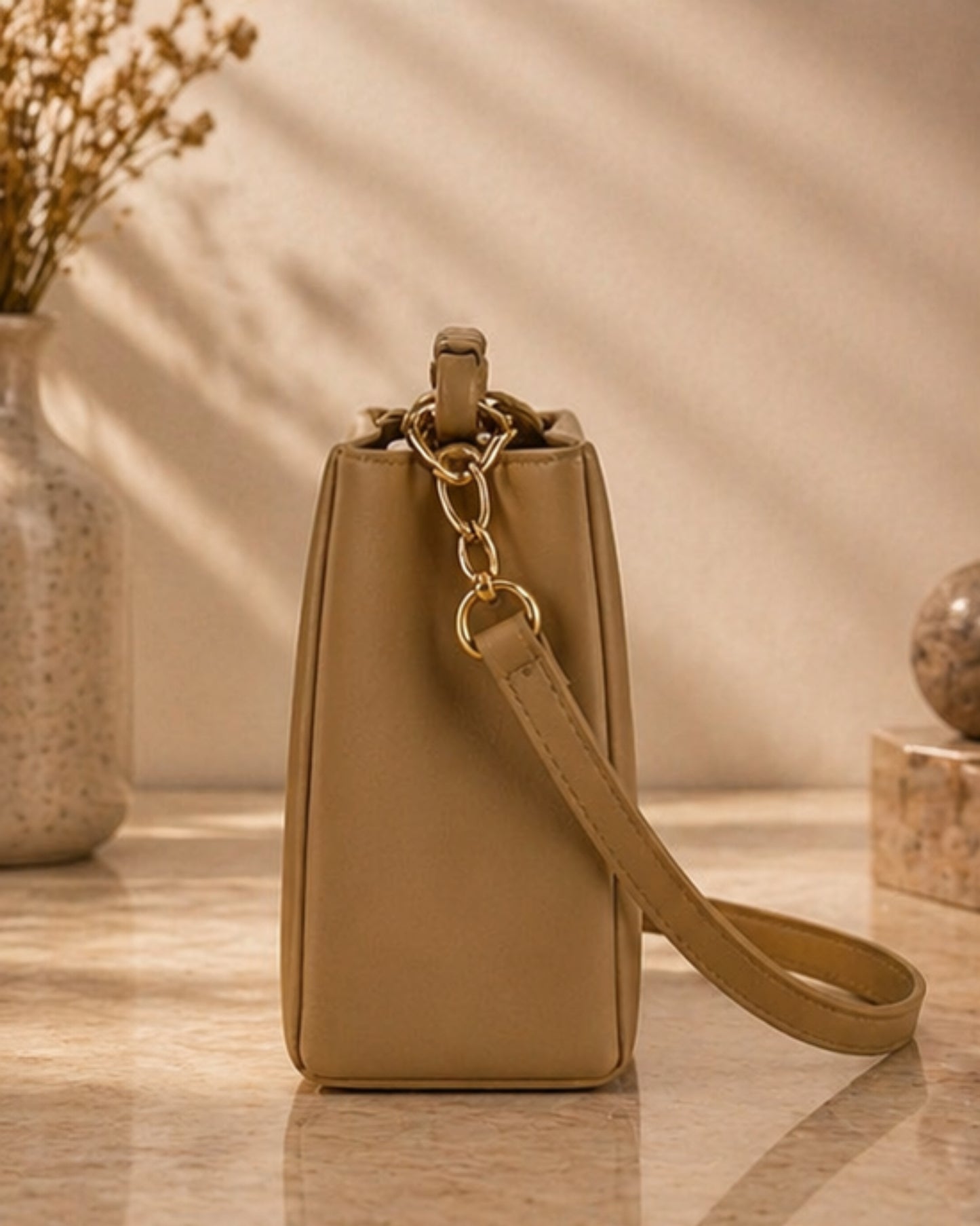 Swag Wali Saheli Signature Luxe Box Sling Handbag (Golden Tan)