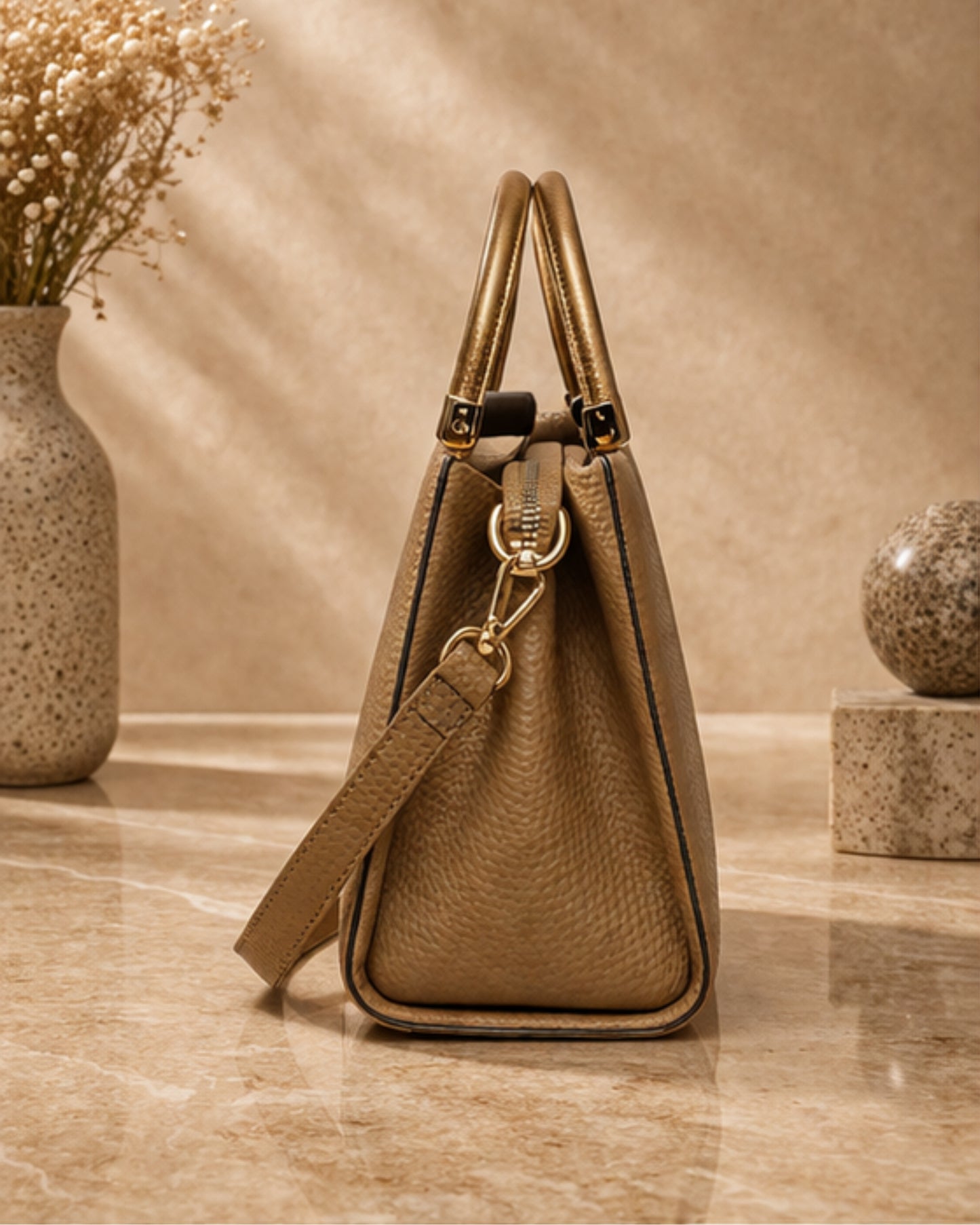 Swag Wali Saheli Royal Luxe Structured Handbag (Golden Brown)