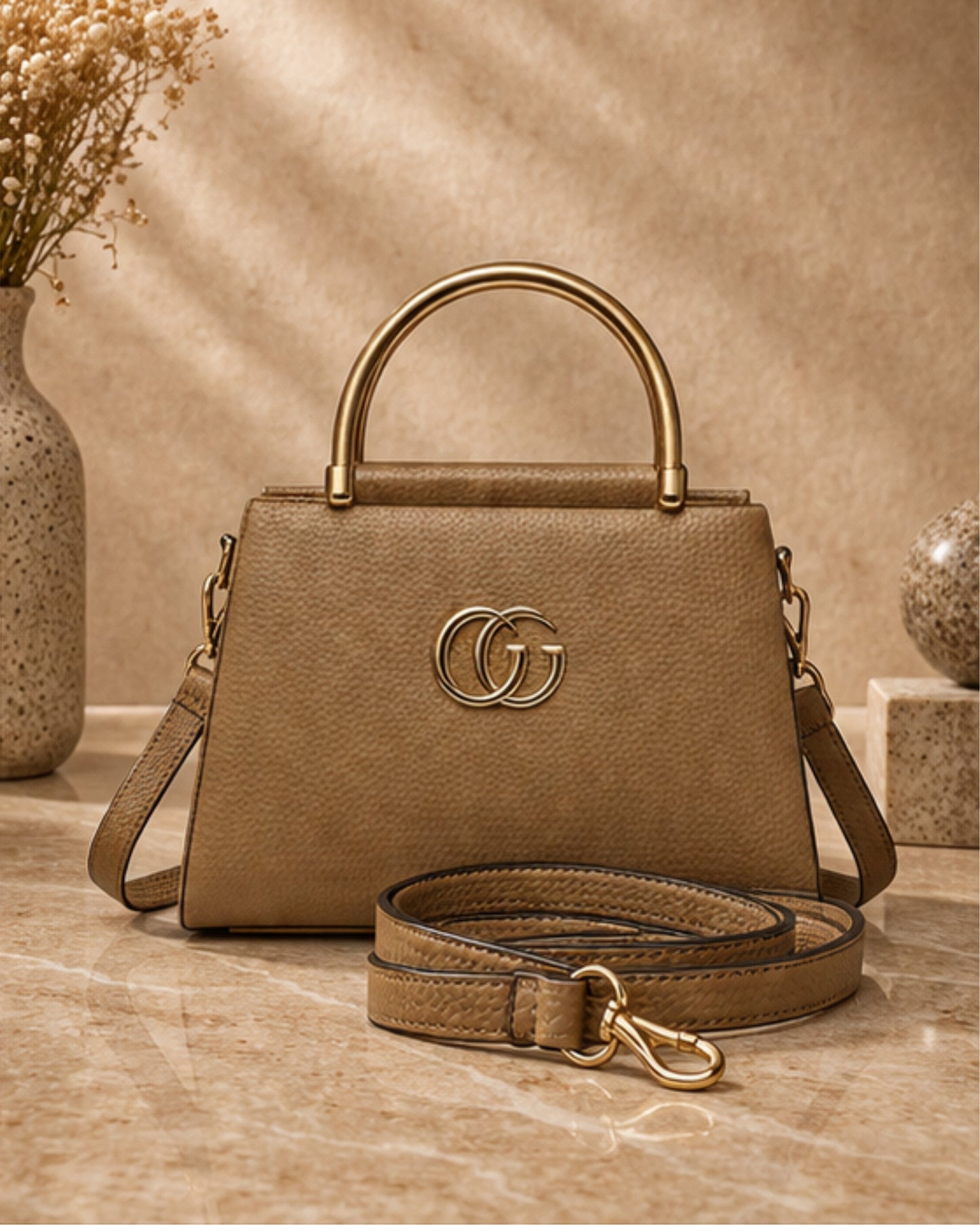 Swag Wali Saheli Royal Luxe Structured Handbag (Golden Brown)
