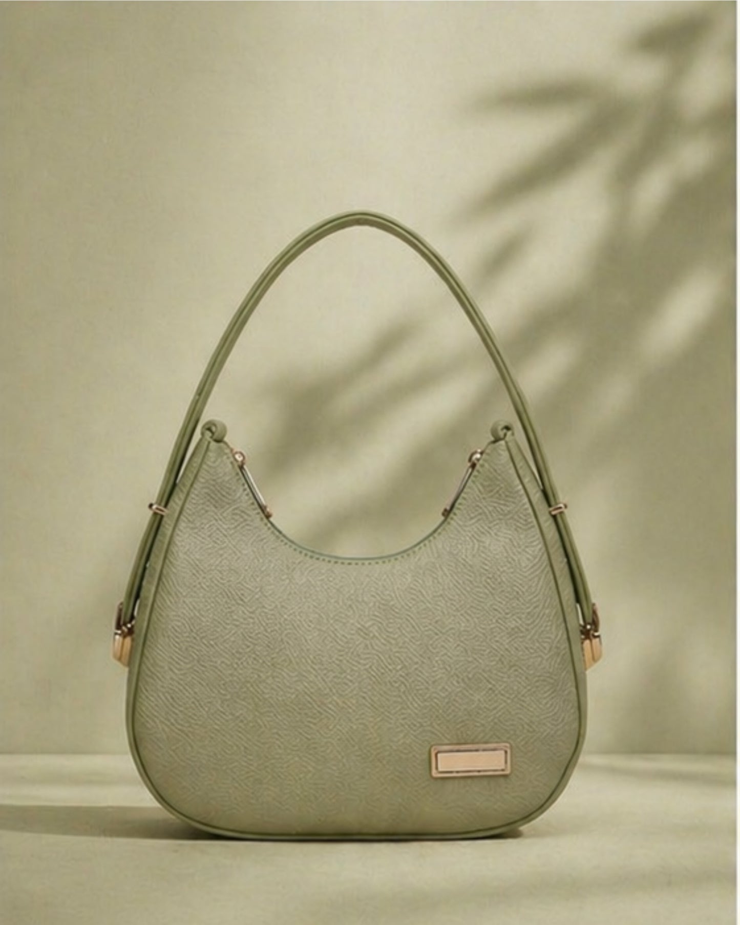 Swag Wali Saheli Textured Curved Shoulder Bag (Sage Green)