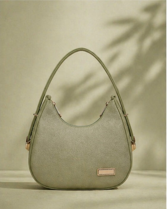 Swag Wali Saheli Textured Curved Shoulder Bag (Sage Green)