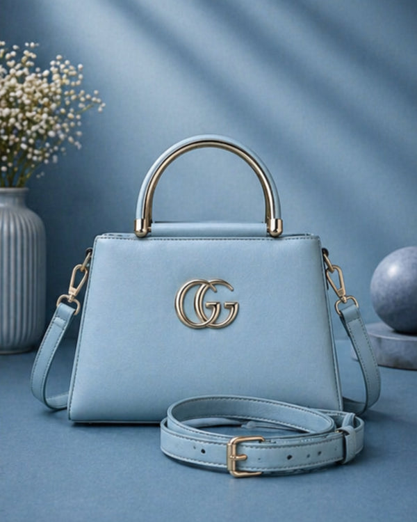 Swag Wali Saheli Royal Luxe Metal Handle Handbag (Sky Blue)