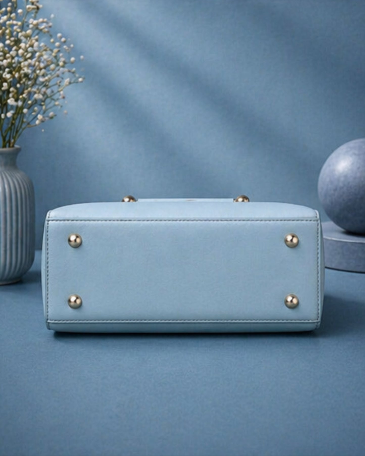 Swag Wali Saheli Royal Luxe Metal Handle Handbag (Sky Blue)