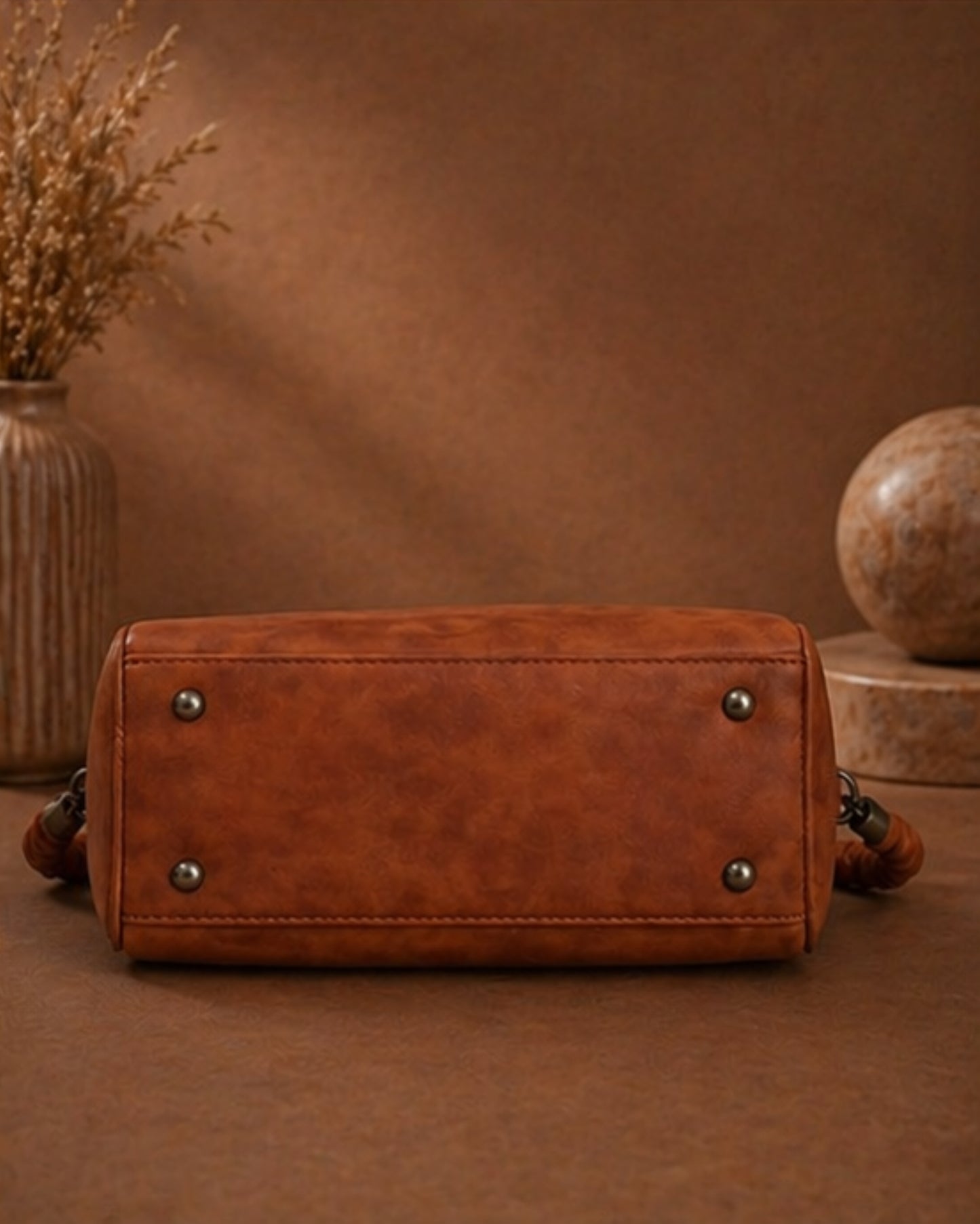 Swag Wali Saheli Chic Marble Scrunch Handle Handbag (Rich Brown)