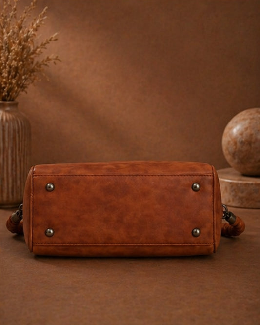 Swag Wali Saheli Chic Marble Scrunch Handle Handbag (Rich Brown)