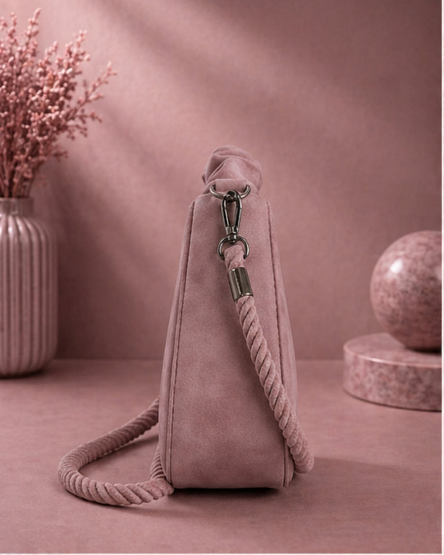 Swag Wali Saheli Chic Marble Scrunch Handle Handbag (Dusty Rose Pink)