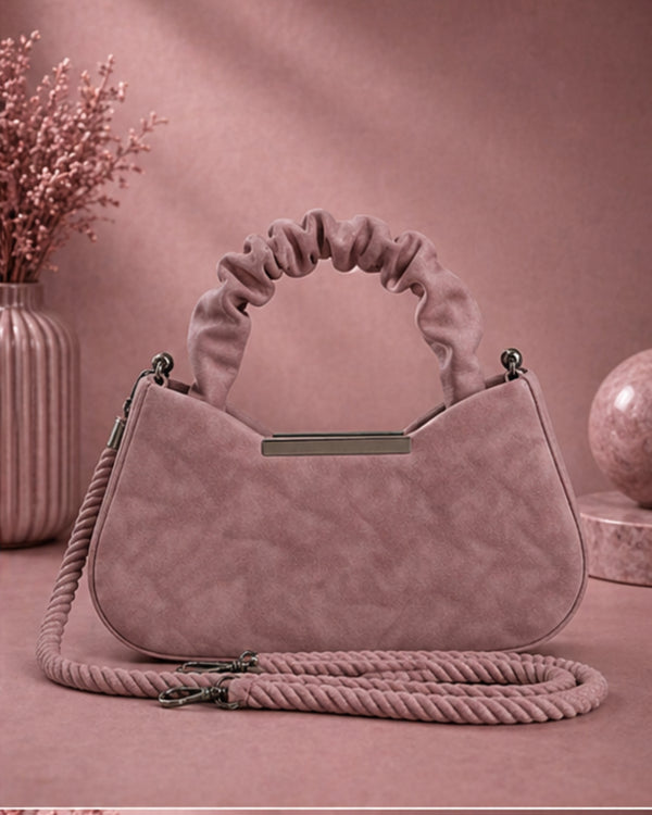 Swag Wali Saheli Chic Marble Scrunch Handle Handbag (Dusty Rose Pink)