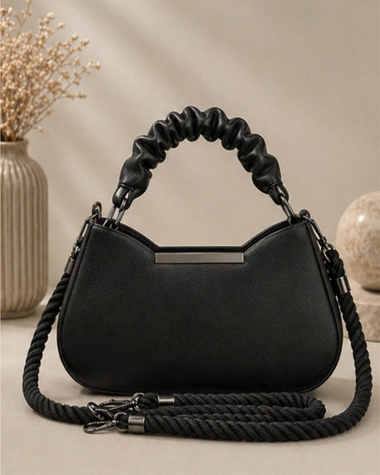 Swag Wali Saheli Luxe Scrunch Rope Handbag (Midnight Black Edition)