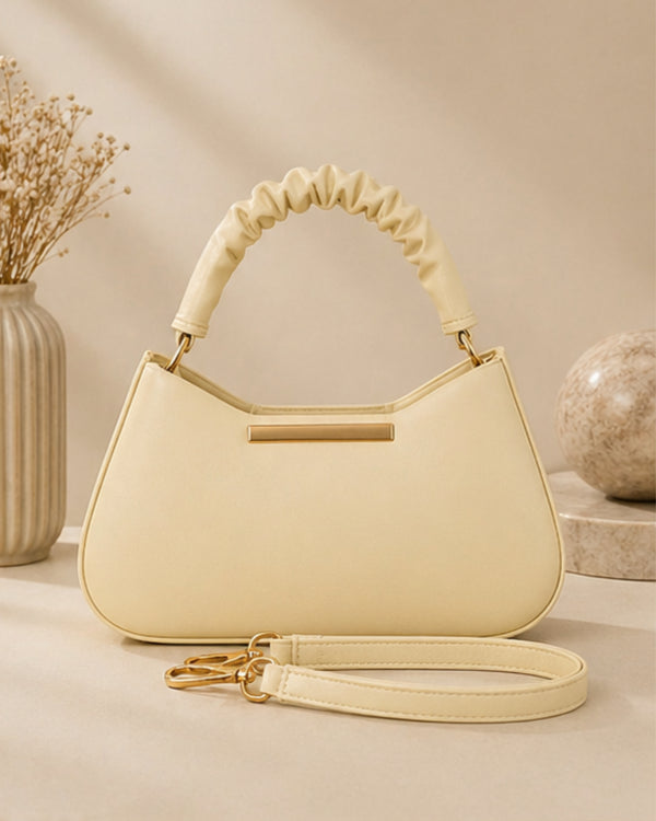 Swag Wali Saheli Elegant Scrunch Handle Handbag (Butter Cream Edition)