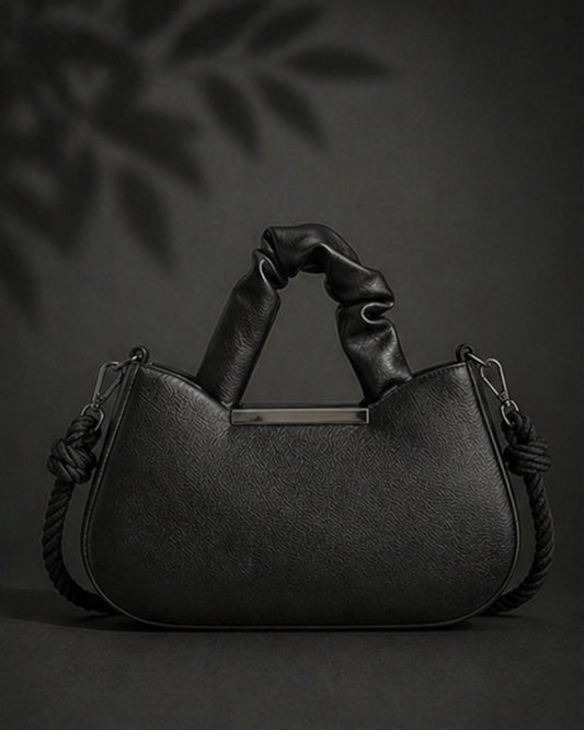Swag Wali Saheli Luxe Ruched Handle Shoulder Bag (Classic Black)