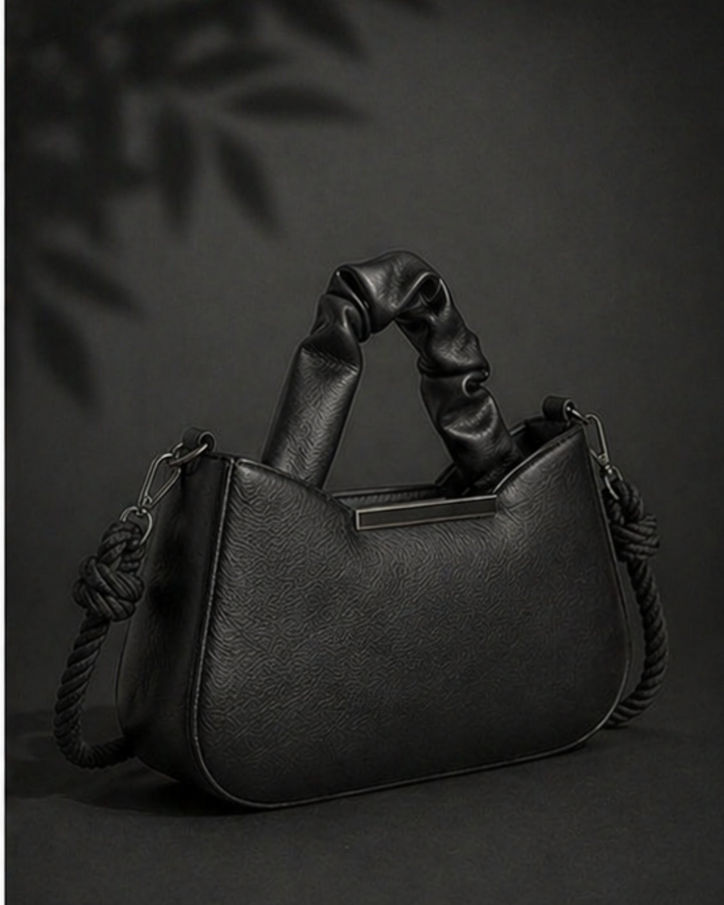 Swag Wali Saheli Luxe Ruched Handle Shoulder Bag (Classic Black)