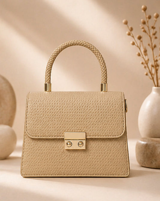 Swag Wali Saheli Textured Mini Top Handle Bag (Beige Nude)