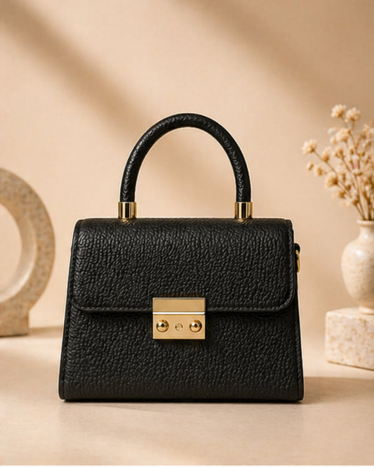 Swag Wali Saheli Textured Mini Top Handle Bag (Classic Black)