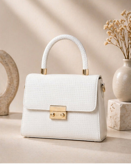 Swag Wali Saheli Textured Mini Top Handle Bag (Classic White)