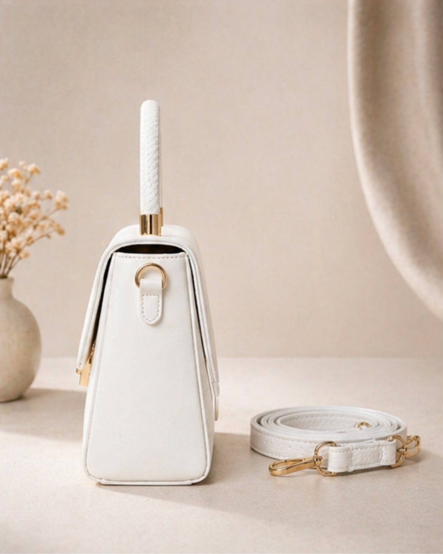 Swag Wali Saheli Textured Mini Top Handle Bag (Classic White)