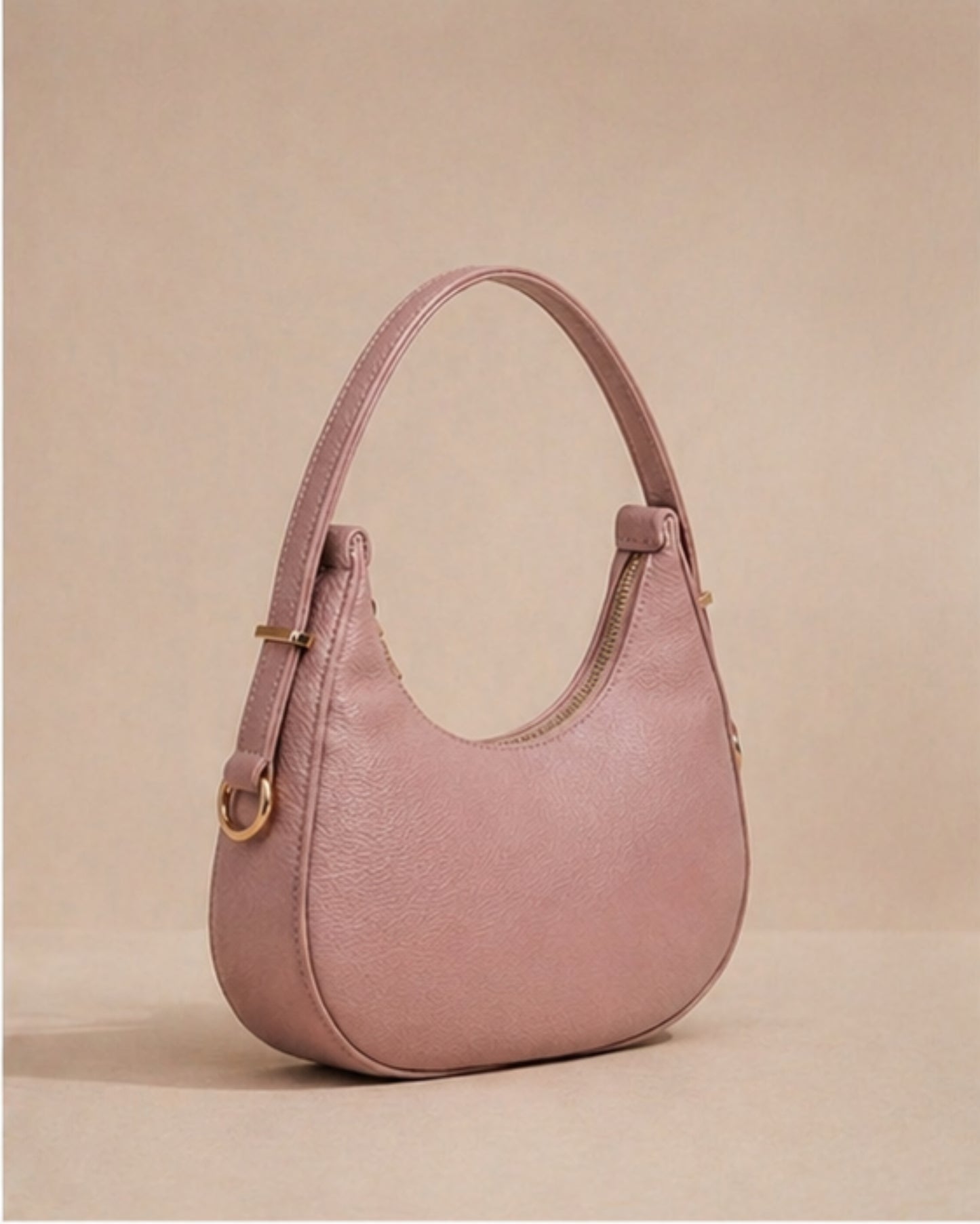 Swag Wali Saheli Textured Curved Shoulder Bag (Blush Pink)