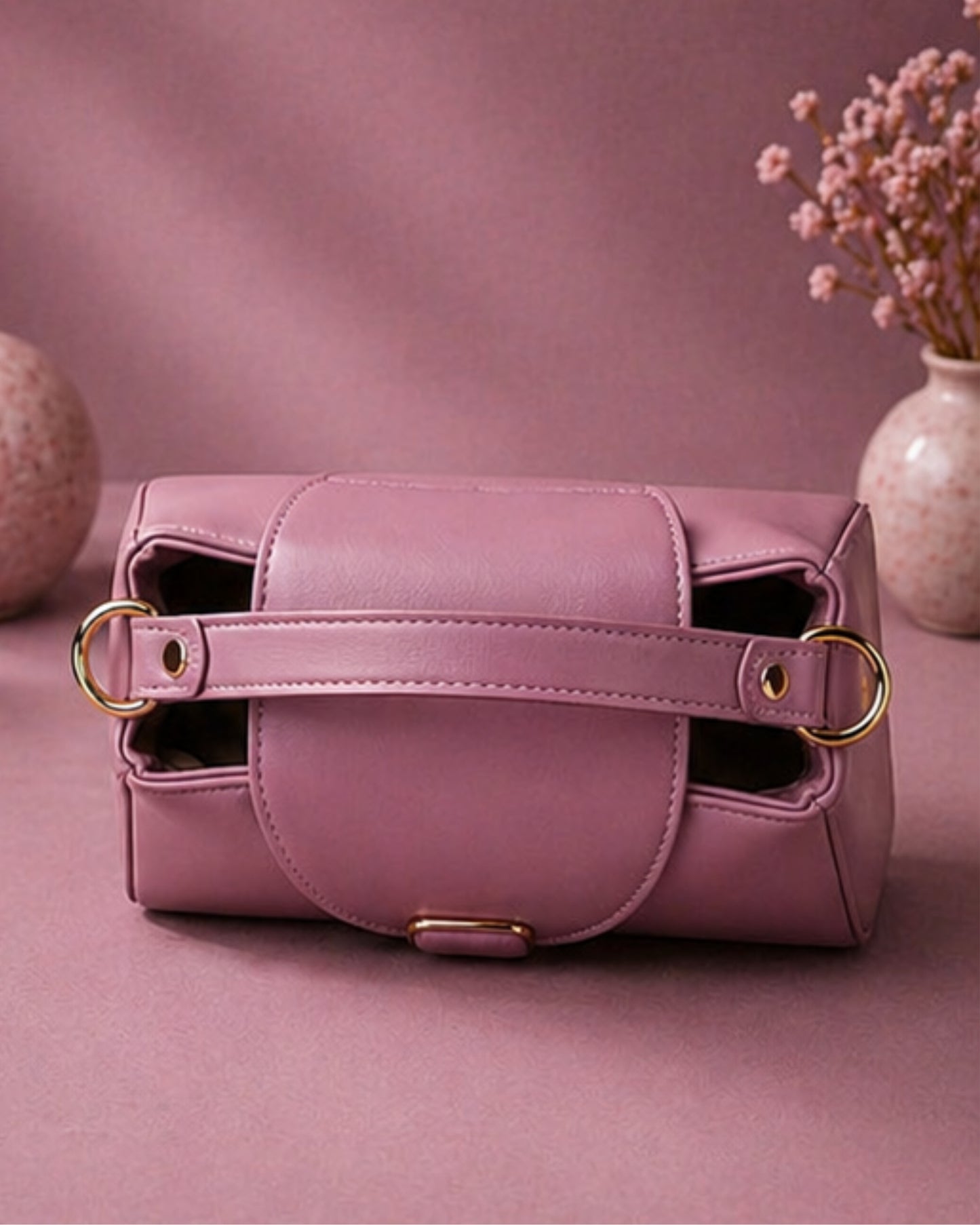 Swag Wali Saheli Elegant Buckle Top Handle Handbag (Dusty Pink)