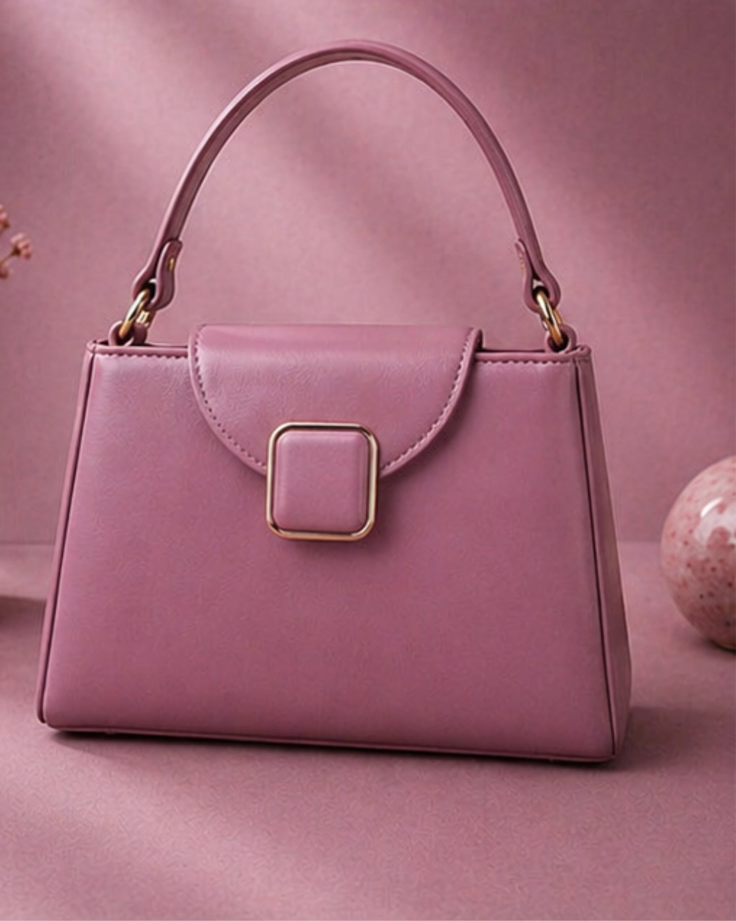 Swag Wali Saheli Elegant Buckle Top Handle Handbag (Dusty Pink)