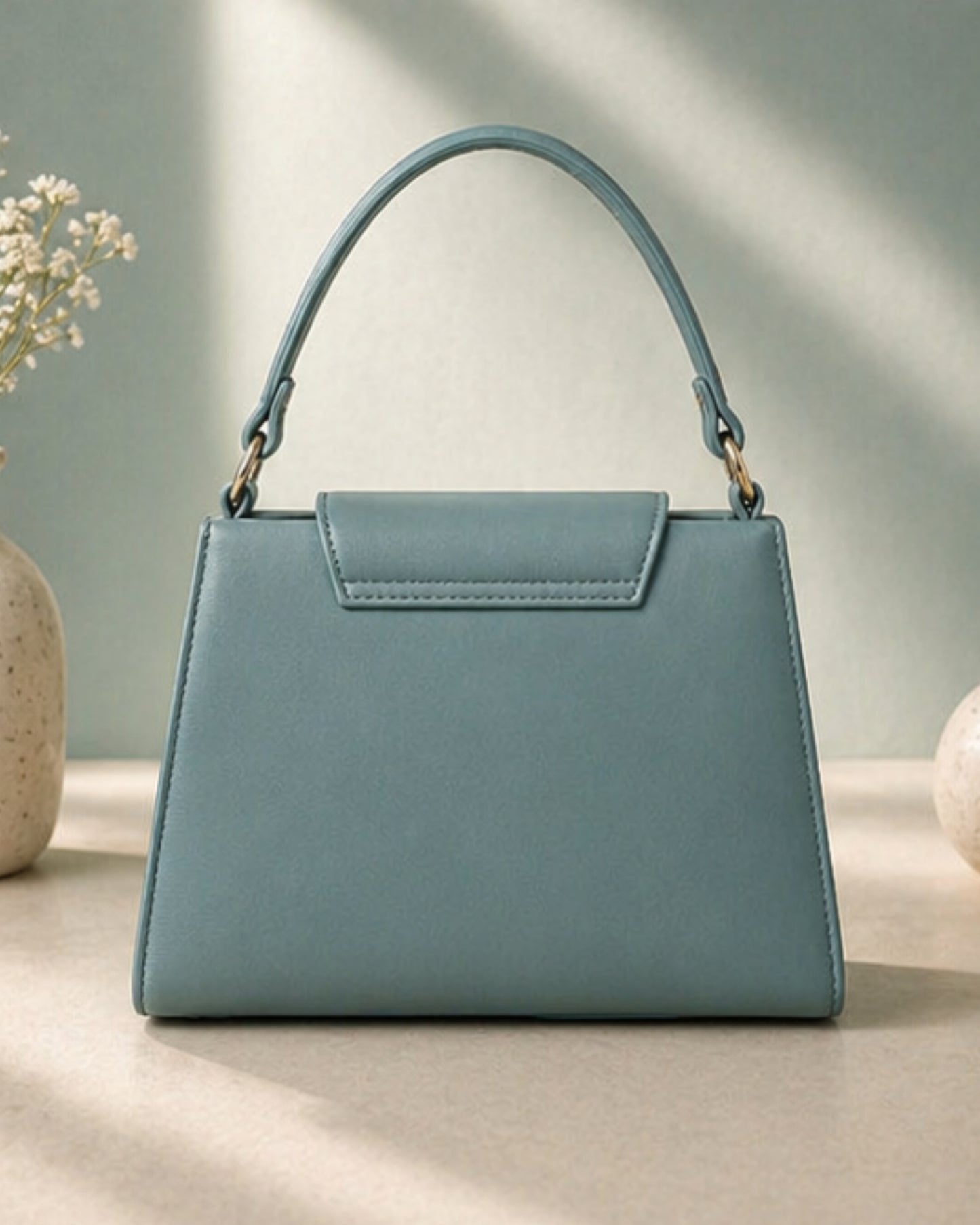 Swag Wali Saheli Elegant Buckle Top Handle Handbag (Sage Green)
