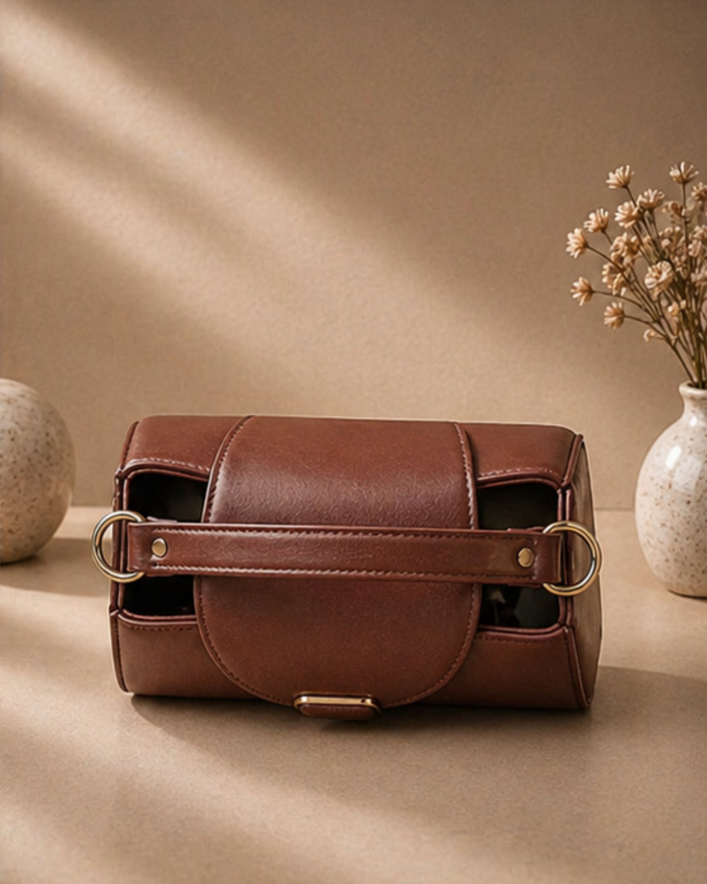 Swag Wali Saheli Elegant Buckle Top Handle Handbag (Classic Brown)