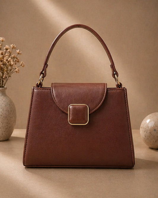 Swag Wali Saheli Elegant Buckle Top Handle Handbag (Classic Brown)